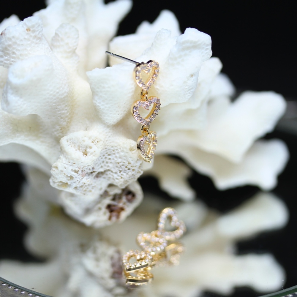 14k Gold Dipped White Topaz Pave Earrings - image 1